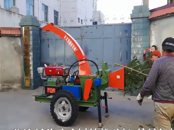 客戶來(lái)廠親自體驗(yàn)樹枝粉碎機(jī)效果